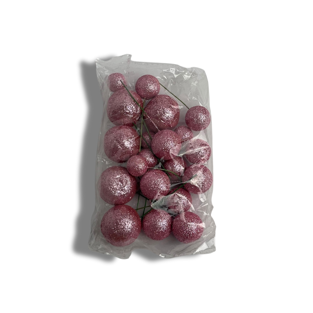 Esferas Decorativas Diamantina Rosa
