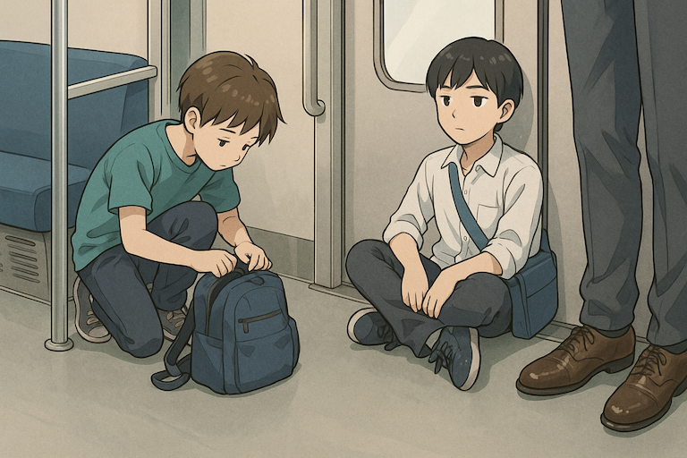 独り言：車内で座り込む若者を見て思った、自分の足元のこと