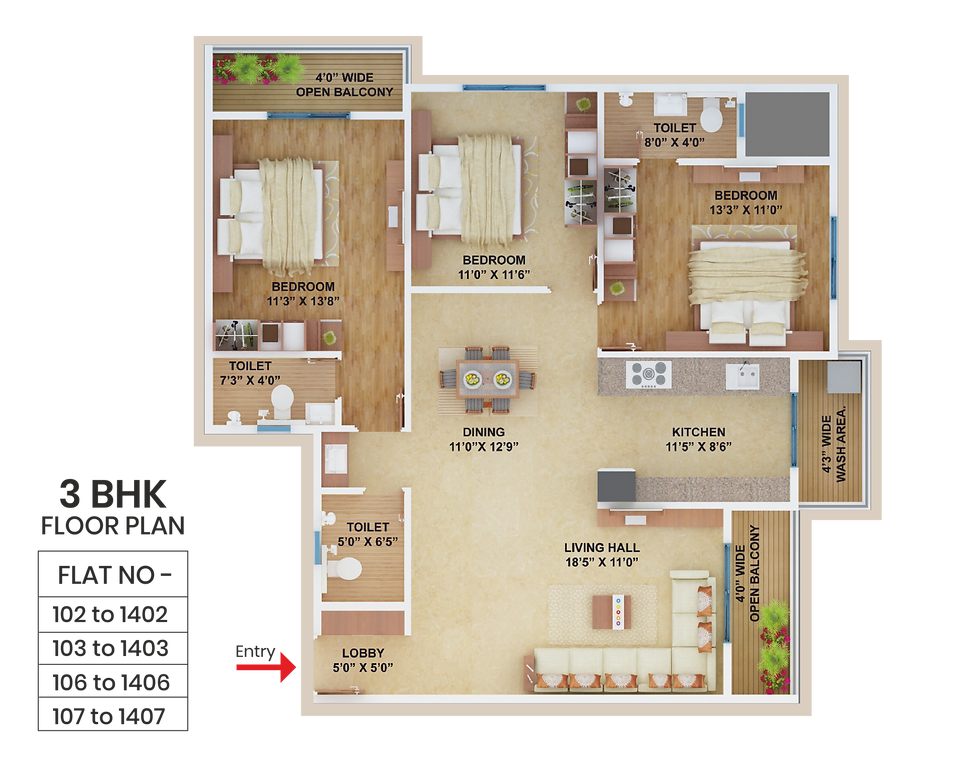 3 BHK- Tower C 1