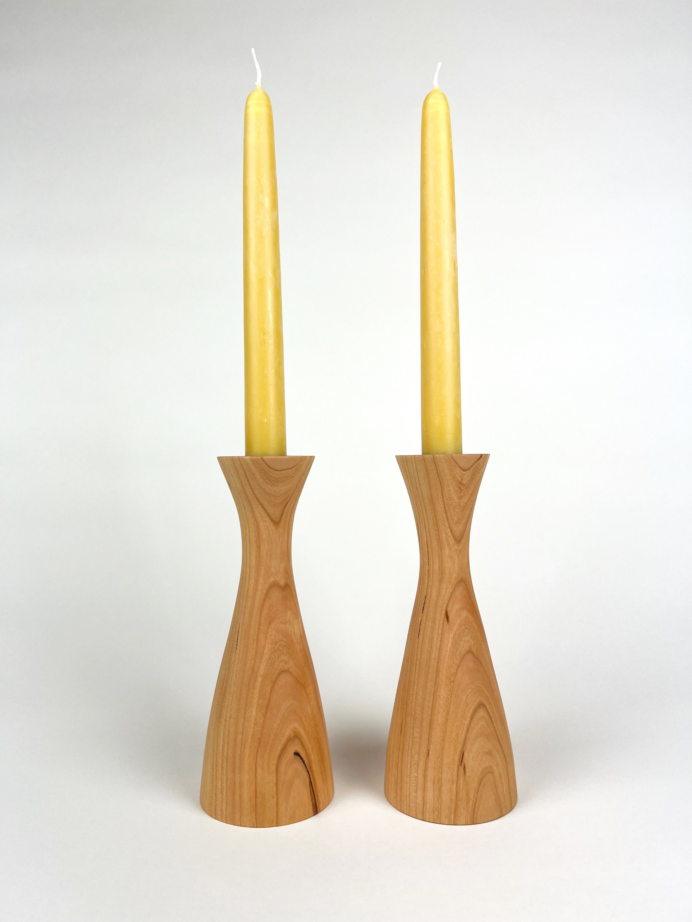Pear Shaped taper candle holder in cherry