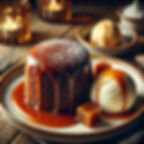 Sticky Toffee Pudding with Salted Butterscotch & Clotted Cream Ice Cream