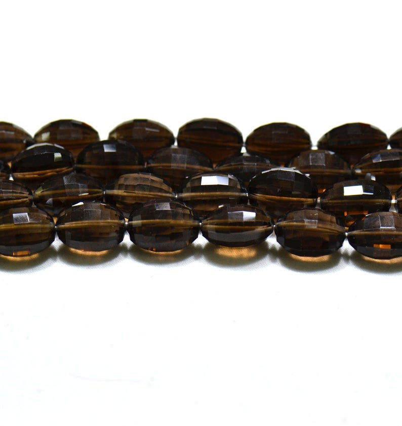 Miniature : Smoky Quartz Africa Faceted Oval 1 Strand 16 Inches Gemstone Jewelry Beads