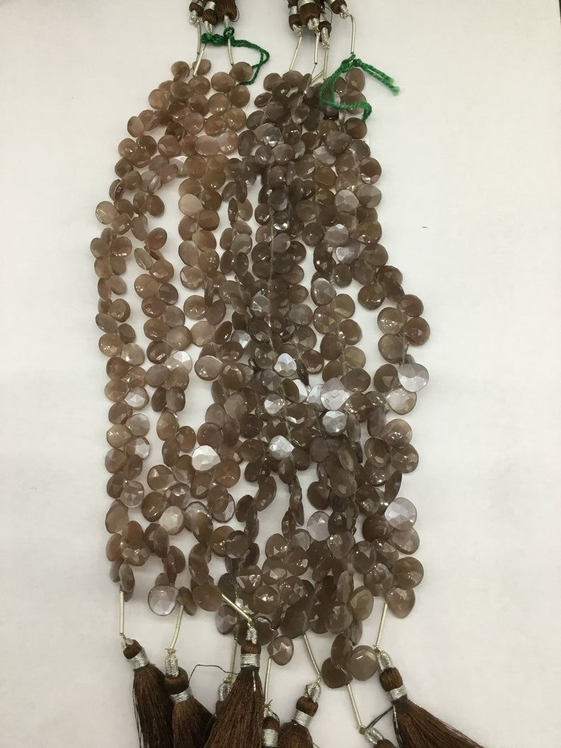 Miniaturbild: Closeout Sale price chocolate Moonstone Faceted Heart 8 Beadsstrands full hank