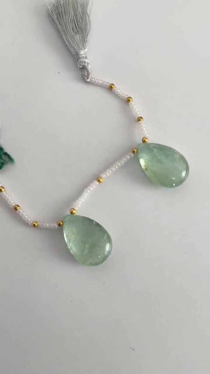 Miniatura: Aquamarine Plain Pear Pair Natural Gemstone For Jewelry