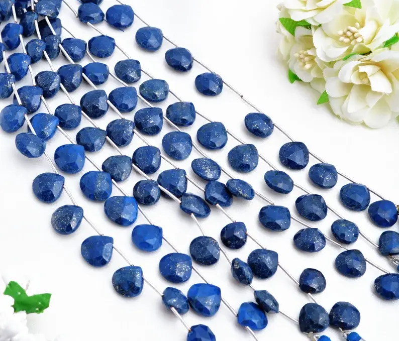 Miniatura: Natural Lapis Lazuli Faceted Pear Beads Gemstone