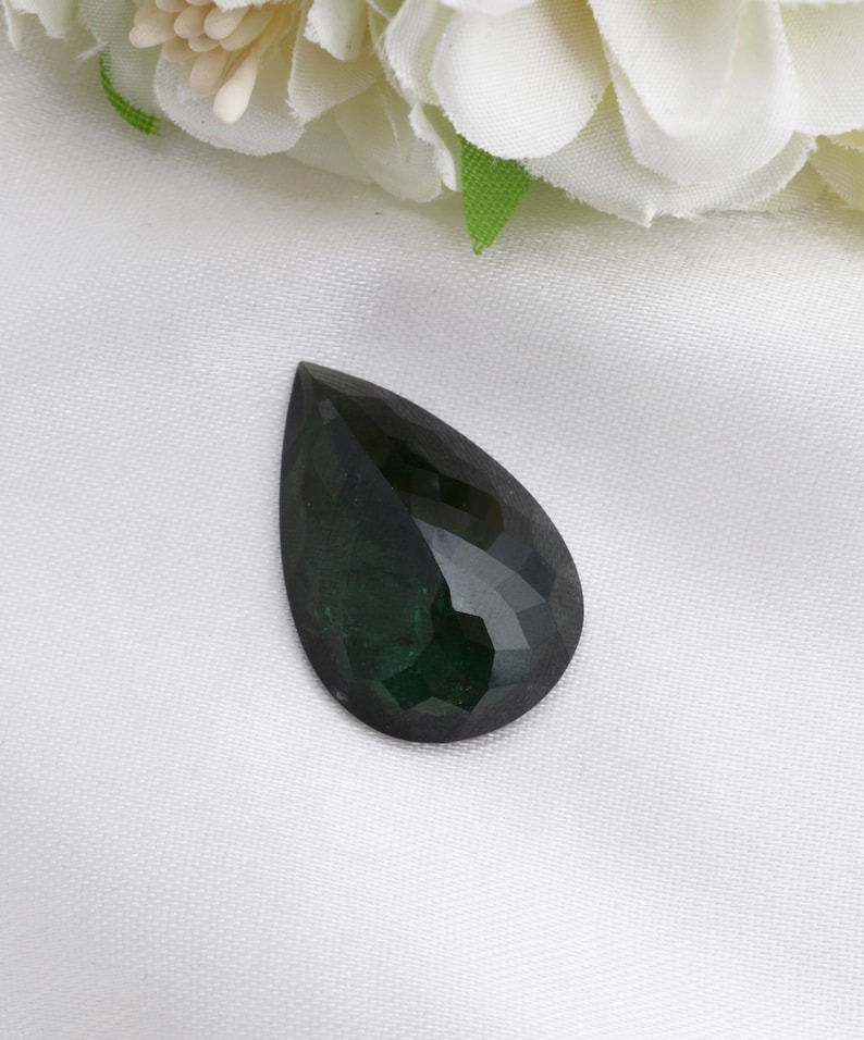 Miniatura: Natural Green Tourmaline Faceted Pear Cut Stone Loose Gemstone