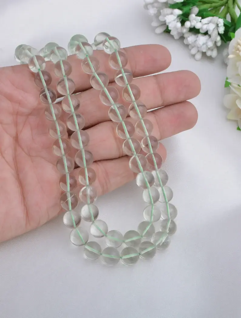 Thumbnail: 9mm Green Amethyst Plain Balls Beads Natural Gemstone Beads
