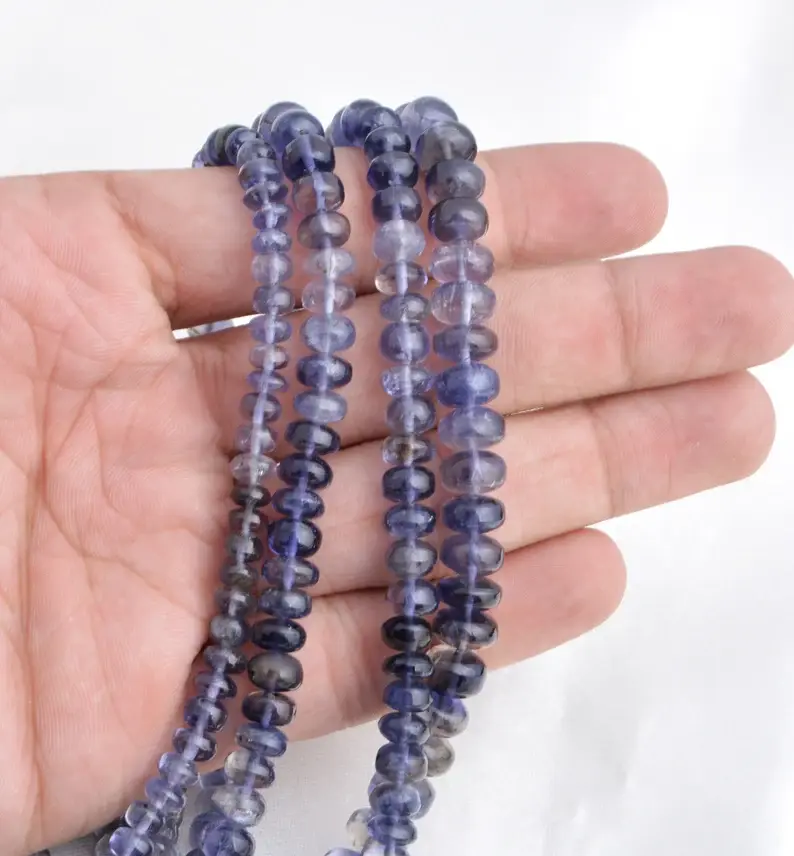 Miniaturbild: Iolite Plain Beads 1 Strand Natural Gemstone Necklace, Gemstone For Jewelry