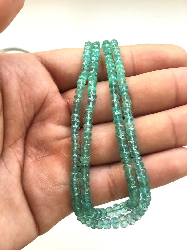 الصورة المصغرة: Apatite Beads Natural gemstone Apatite beaded 2 Strand Necklace