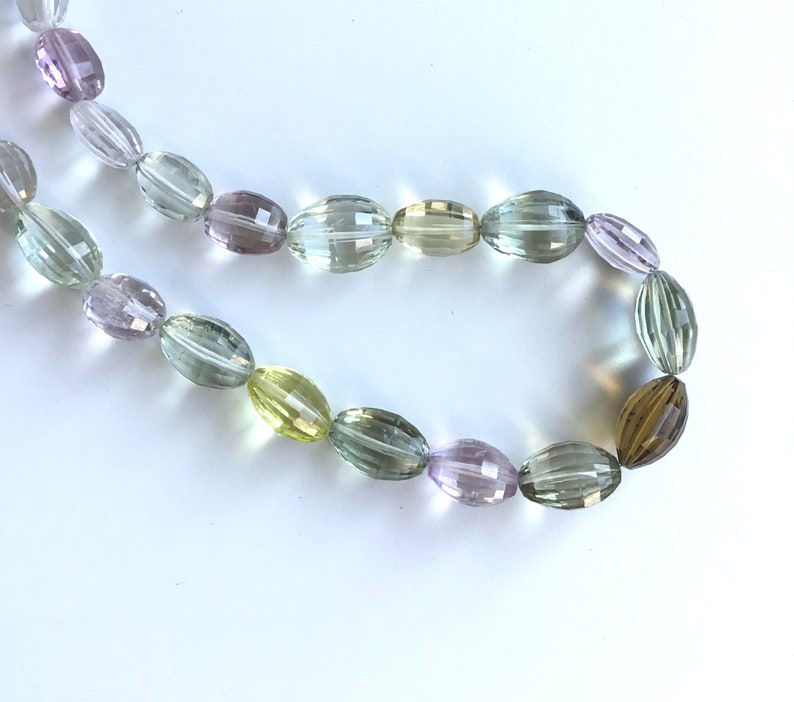 Thumbnail: Mixed Gems Faceted Oval Beads Gemstone Necklace