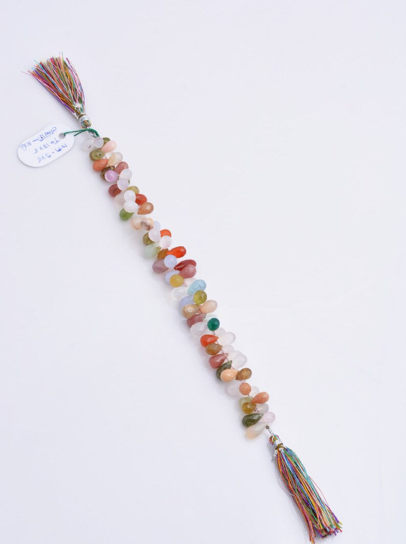 Miniatura: Multiple Mixed Gems Faceted Drops 8 Inches Gemstone Jewelry Beads