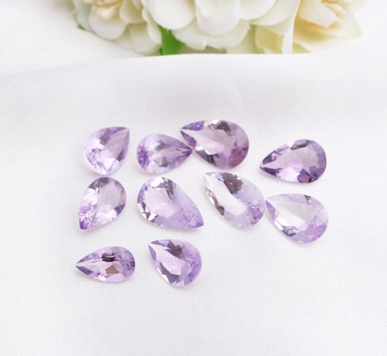 Miniatura: Natural Amethyst Pear Cutstone 10 Pieces Loose Gemstone