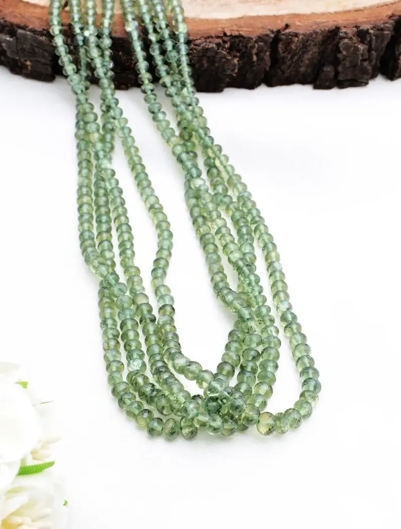 Miniatura: Green Apatite Faceted Beads Natural Gemstone Beads For Jewelry