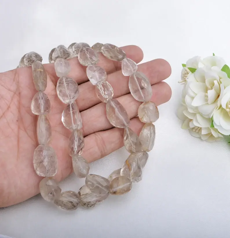 Miniatura: Rutile Faceted Tumble Beads l Natural Rutile Faceted Tumbles Beads