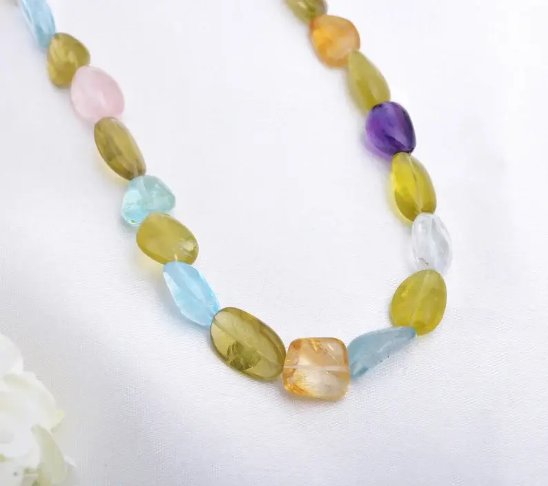 Miniaturbild: Mixed Gemstone Plain Tumble 18 Inches Necklace l Natural Mixed Gems Plain Tumble