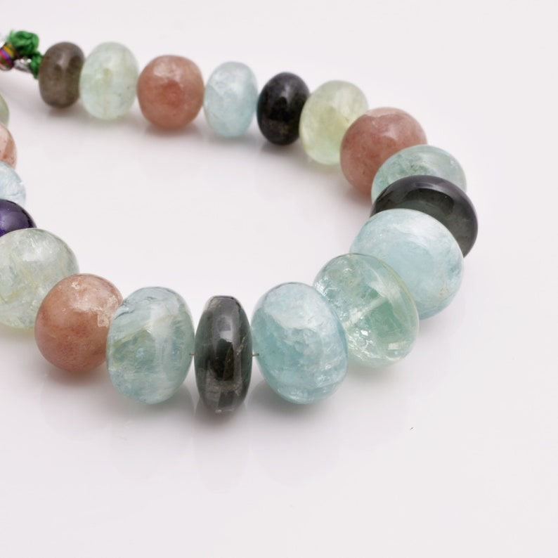 Thumbnail: Natural Mixed Gems Smooth Beads 8 Inches Gemstone Jewelry Beads