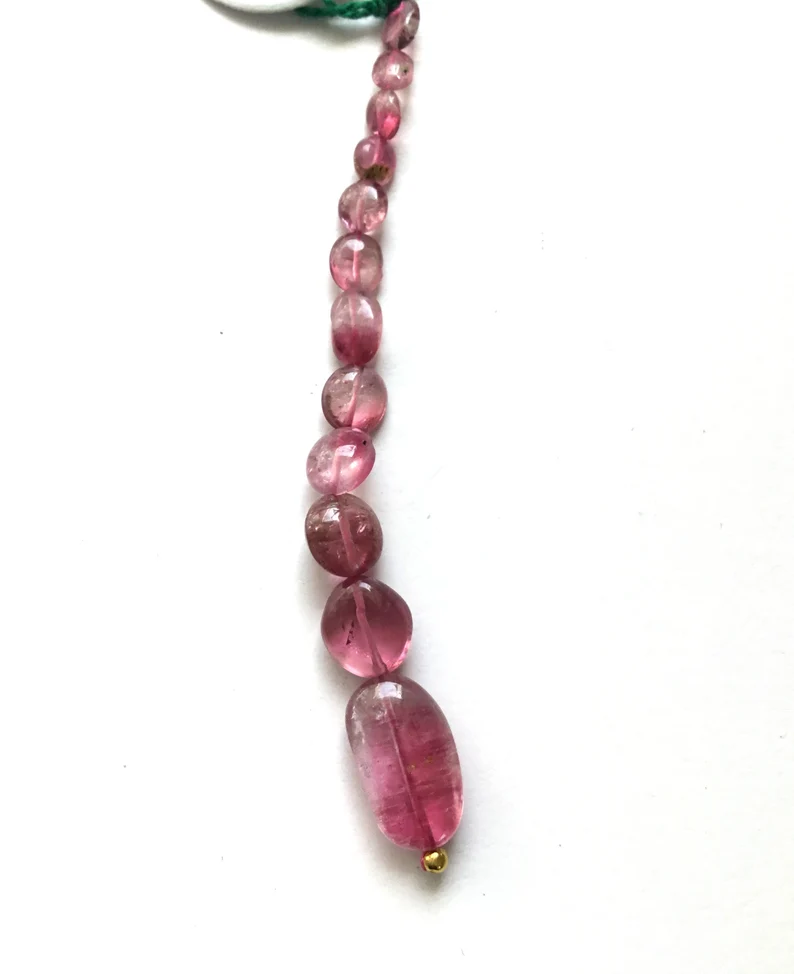 Miniatura: Pink Tourmaline Plain Tumbles Beads 1 Strand Natural Gemstone