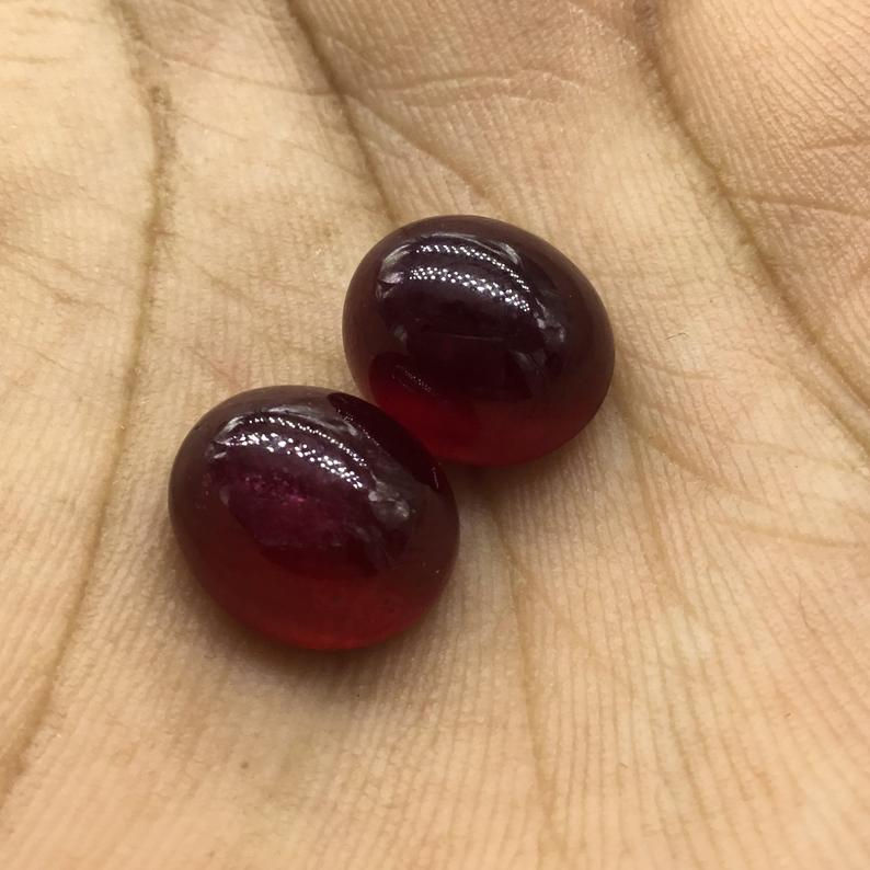 Miniatura: Ruby Cabochon Gemstone Pair, ruby earrings/ rings jewelry making, natural