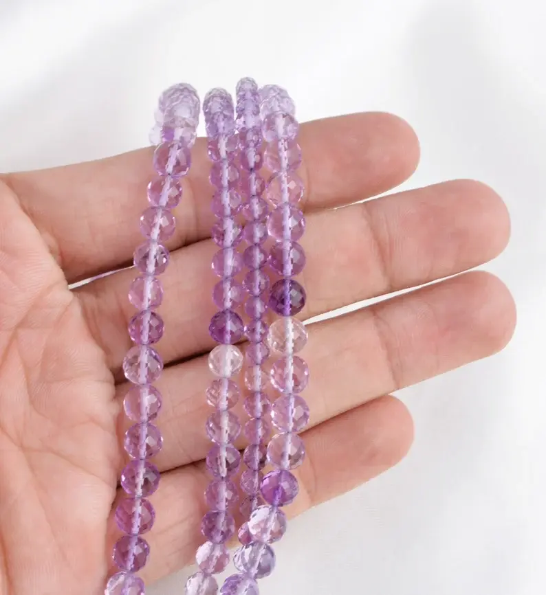 Thumbnail: Amethyst Checker Cut 4mm to 6mm Shaded Ball Beads INatural Amethyst Shaded Beads