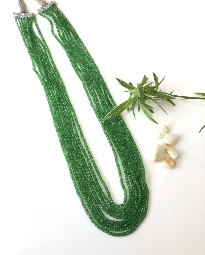 Миниатюра: Tsavorite Faceted Beads 8 Strands Necklace