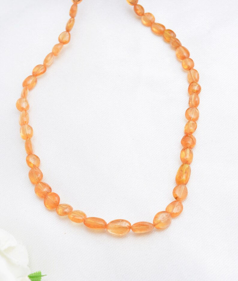 Miniatura: Spessartine Fanta Garnet Plain Tumble 18 Inches Gemstone For Jewelry