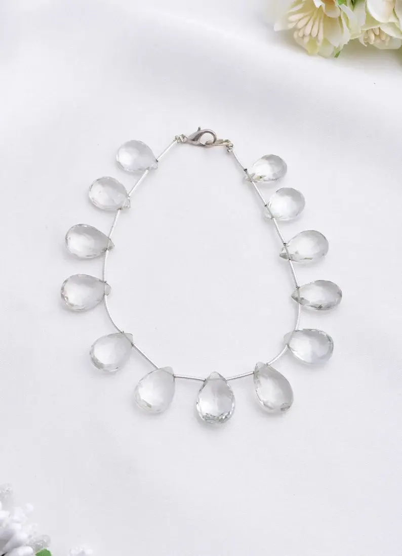 Miniatura: Green Amethyst Faceted Pear Beads Natural Gemstones For Jewelry