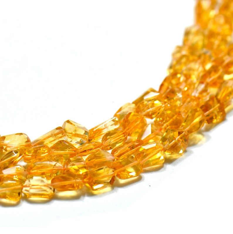 Citrine Brazil Faceted Tumble 1 Strand Natural Gemstone Necklace