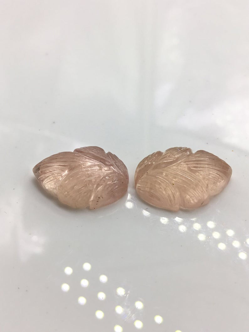 Miniatura: Morganite Gems Carved Pair Natural  Gemstone