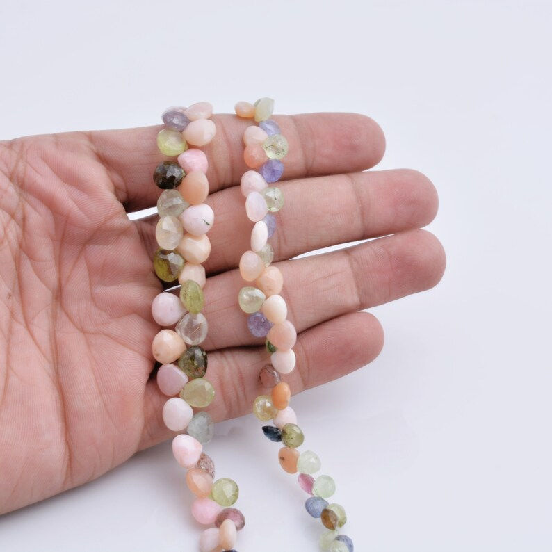 Thumbnail: Multiple Mixed Gems Faceted Pear 8 Inches Natural Gemstone Beads