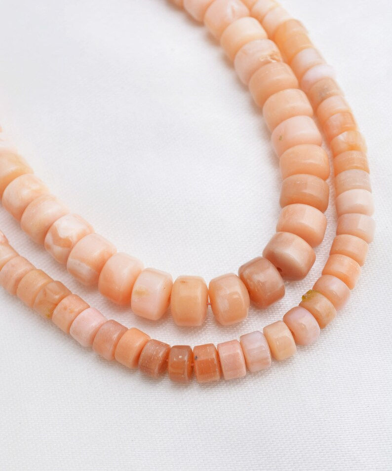 섬네일: Natural Pink Opal Plain Fancy Beads Gemstone Necklace