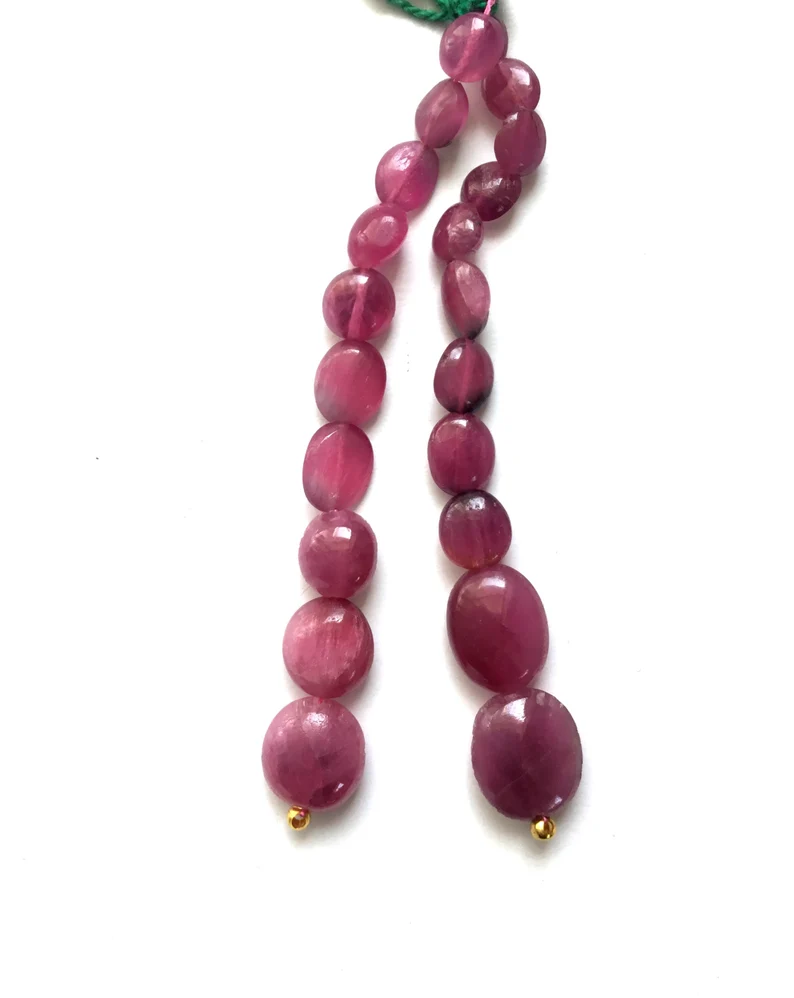 Miniatura: Pink Tourmaline Plain Tumbles Beads 2 Strands Natural Gemstone