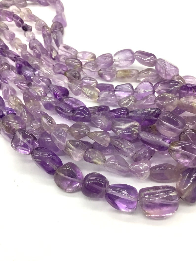 縮圖：Pink Amethyst Plain Tumble 16 Inches Natural Gemstone Beads 180 Ct / 1 Strand