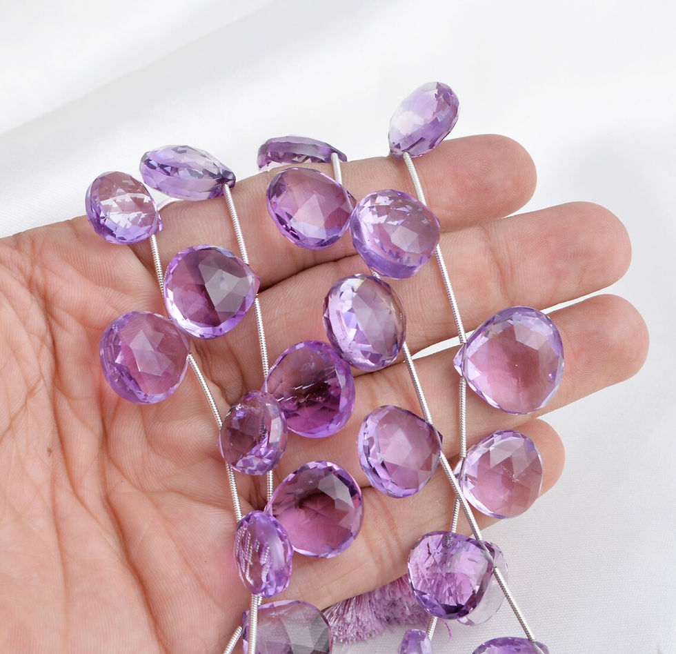 Miniatura: Natural Amethyst Faceted Drops Beads I 8 Inches Amethyst Faceted Drops Beads