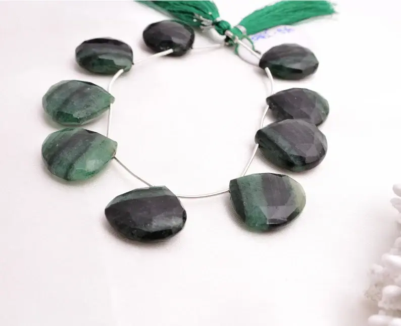 Miniatura: Green Aventurine Faceted Pear Beads l 8 Inches Green Aventurine Beads