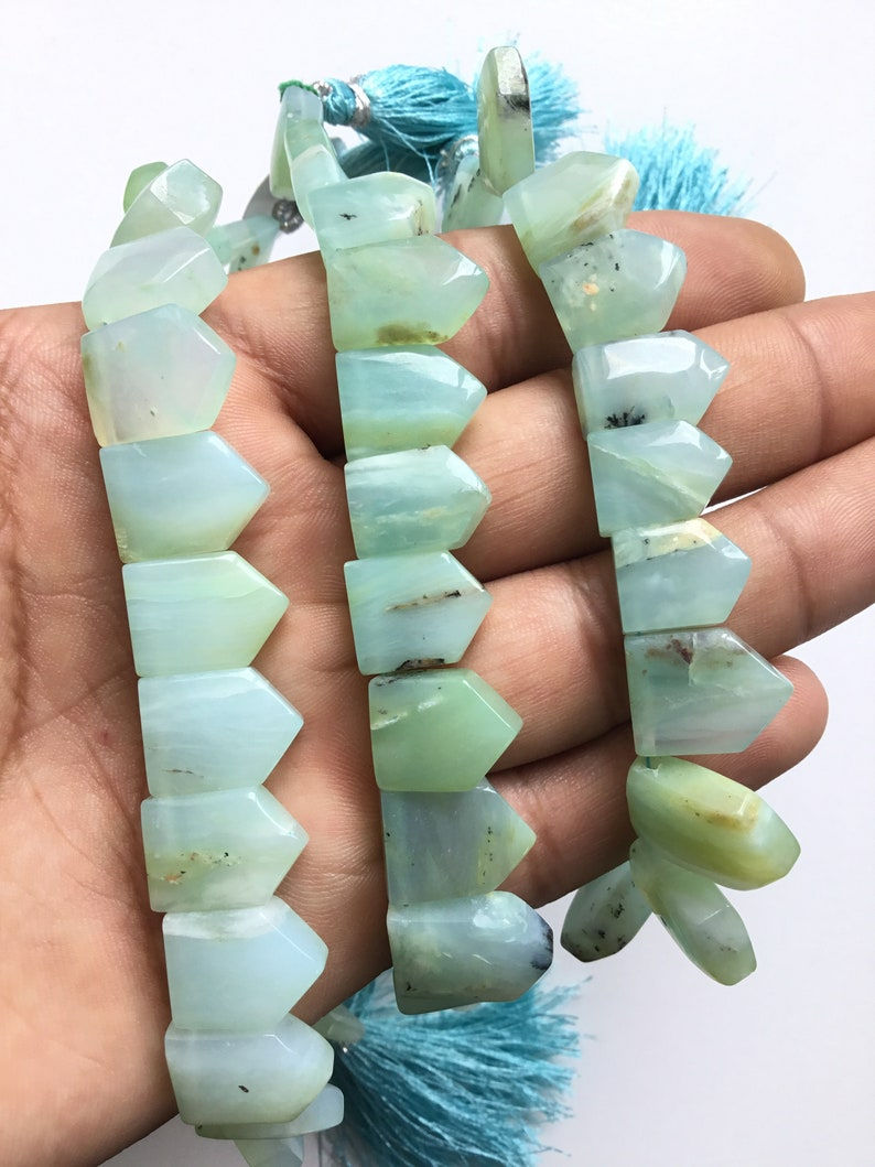 Miniatura: Peruvian Blue Opal Fancy Pentagon Beads 1 Strand Natural Gemstone