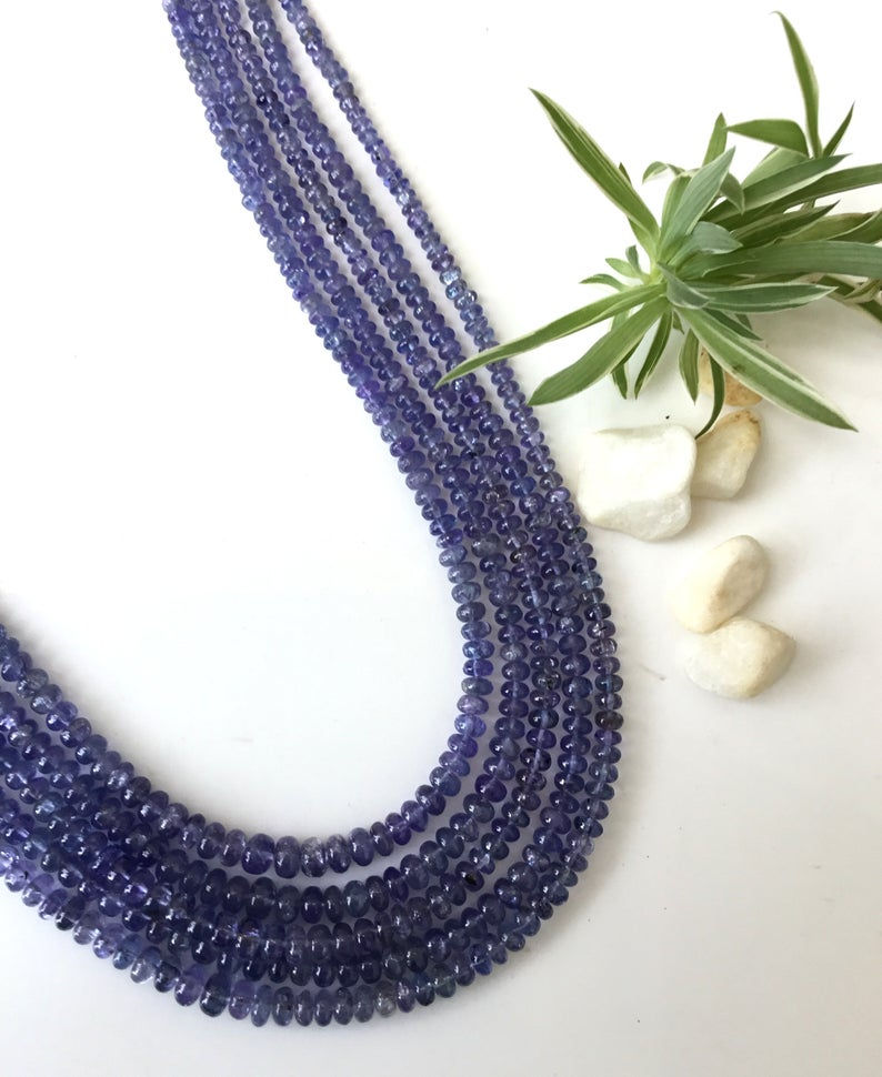 サムネイル： Natural Tanzanite Smooth Beads 1 Strand Gemstone