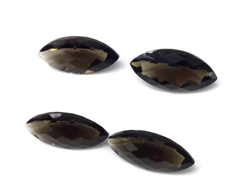 縮圖：Natural Smoky Faceted Quartz Fancy Marquise Loose Gemstone