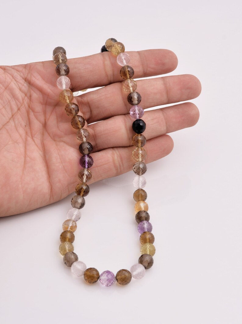 Miniatura: Natural Mixed Gems Faceted Balls 8mm Gemstone Beads Necklace