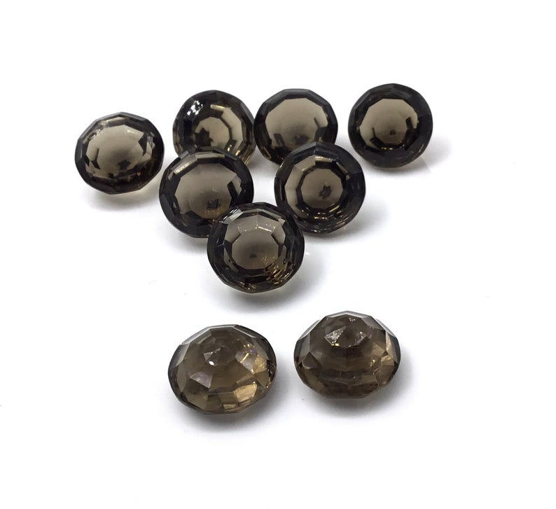 Miniatura: Natural Smoky Faceted Quartz Fancy Round Loose Gemstone