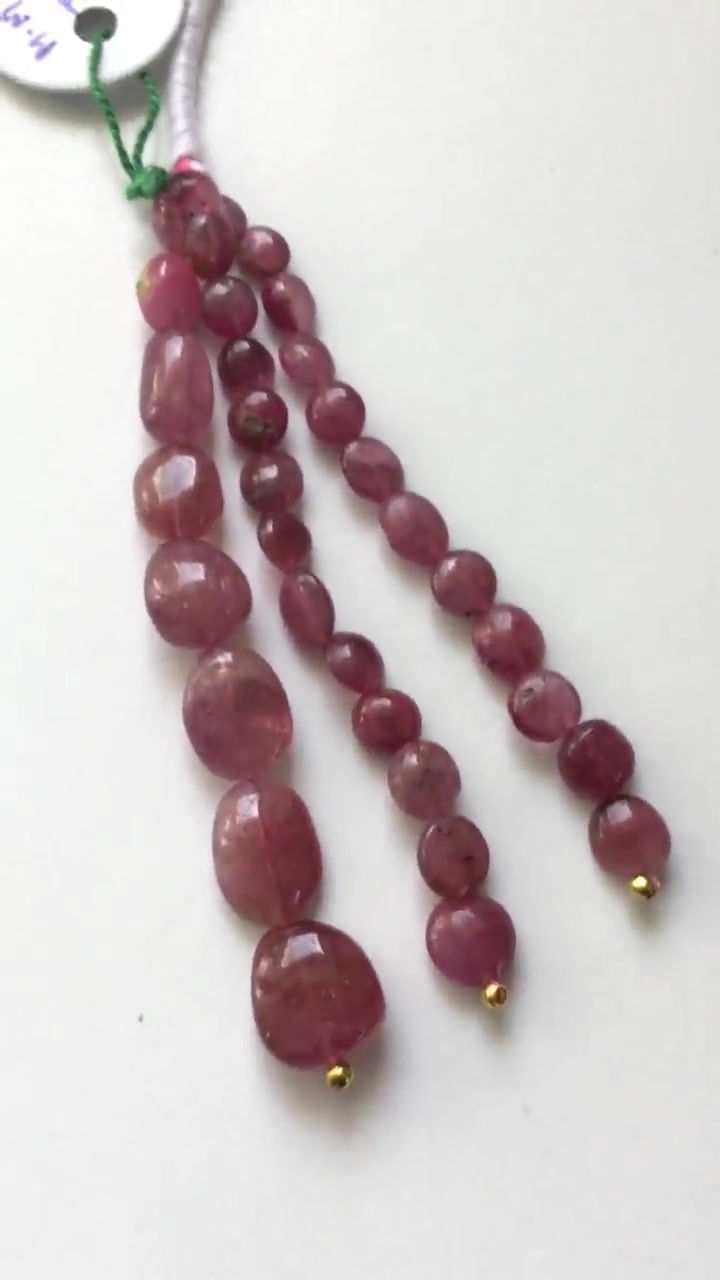 Miniatura: Pink Tourmaline Plain Tumbles 3 Strands Natural Gemstone