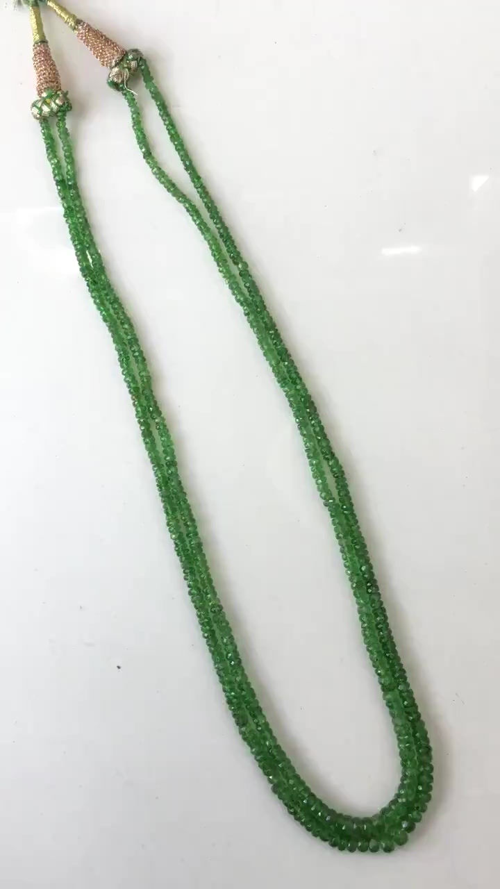 Thumbnail: Tsavorite Faceted Beads 2 Lines Necklace