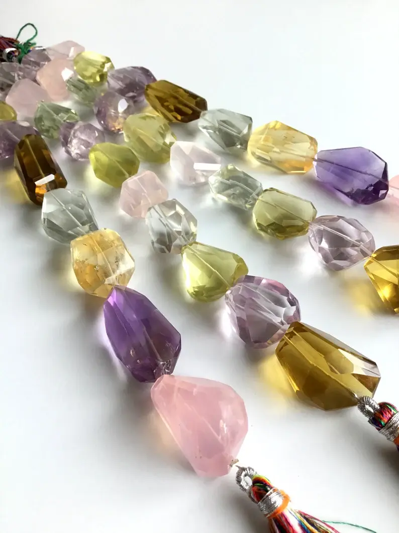 Miniatura: Mixed Gems Faceted Tumble 4 Strand Natural Gemstone Jewelry