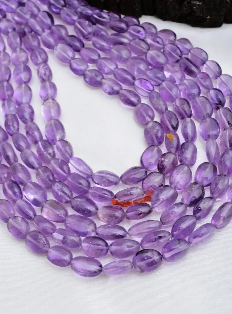 Miniatura: Amethyst Smooth Oval Beads I 5X9 TO 9X11 MM Natural Amethyst Smooth Beads