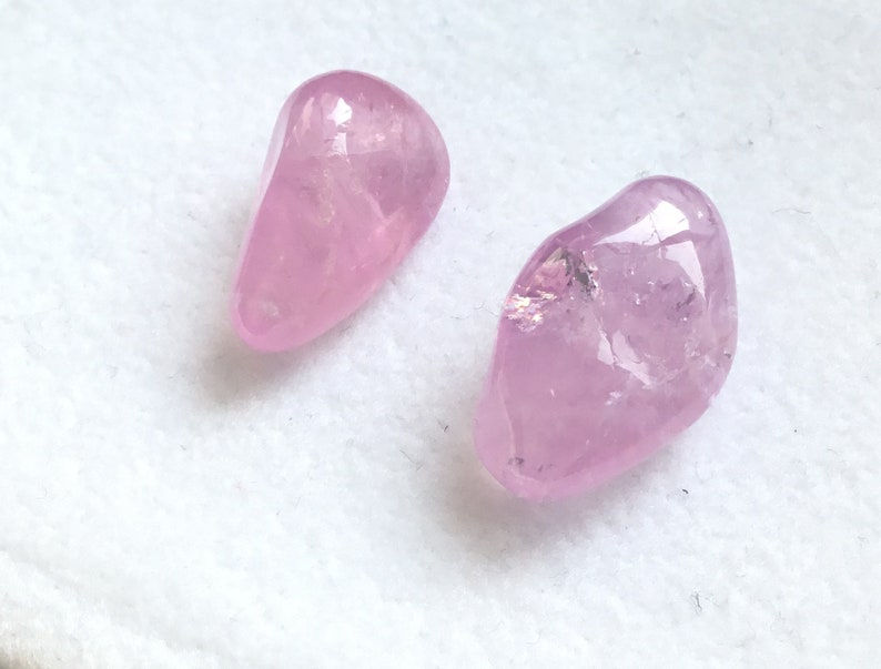 섬네일: Natural Morganite Smooth Tumble Pair Loose Gemstone