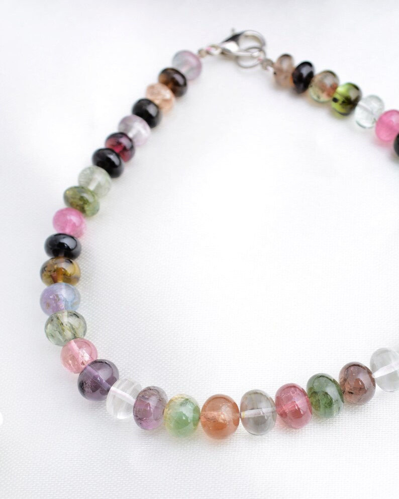الصورة المصغرة: Multi Tourmaline Plain Beads Bracelet Natural Gemstone