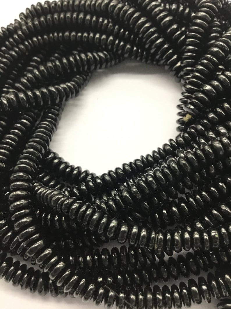 Thumbnail: BLACK SPINEL Smooth Tyre Shape Top Quality Spinel Top Color 16'' Natural