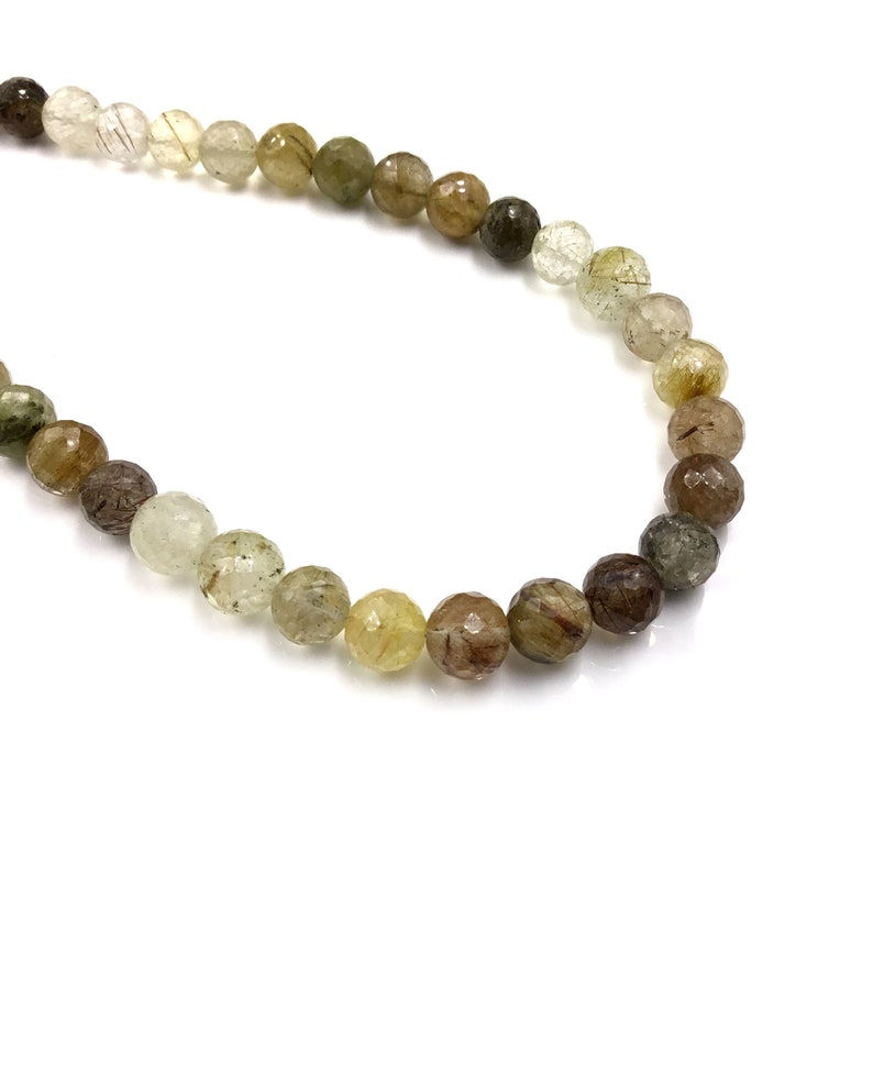 Miniaturbild: Natural Rutile Faceted Ball Beads Gemstone Necklace