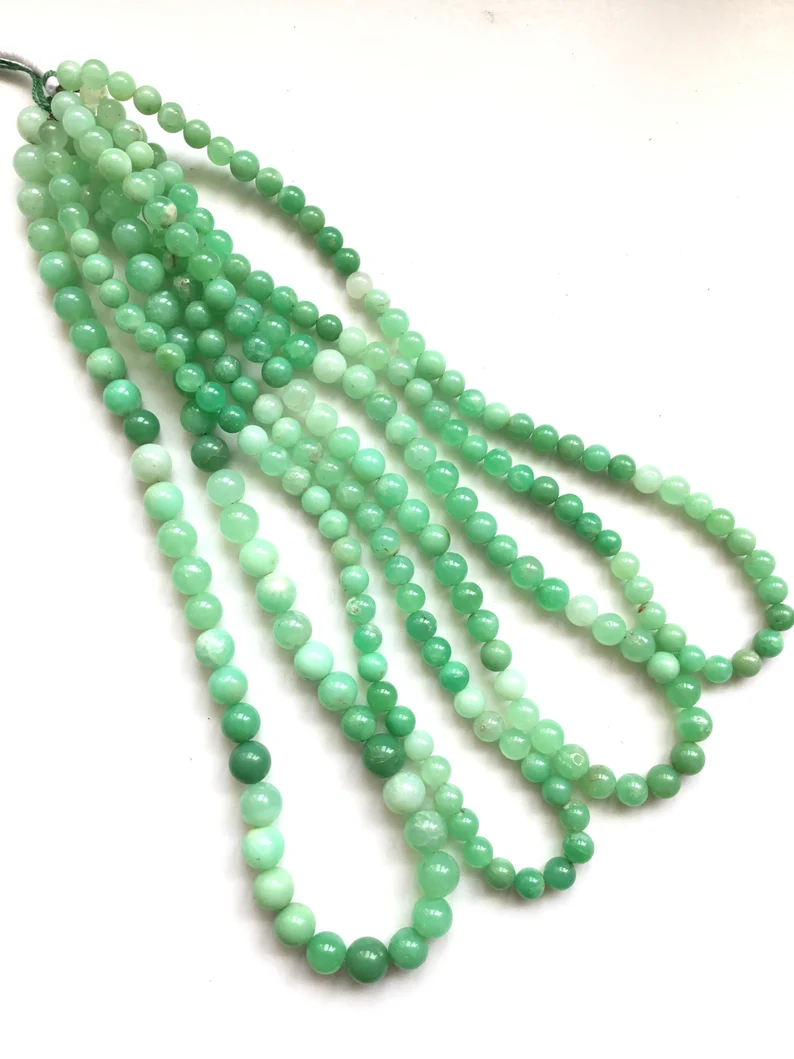 Miniatura: Chrysoprase Plain Ball Beads 1 Strand Natural Gemstone