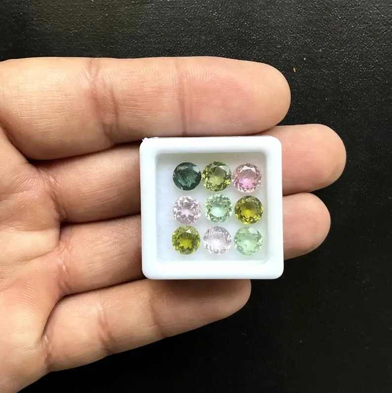 Миниатюра: 7.80 carats tourmaline match pair , mix color tourmaline round gemstones