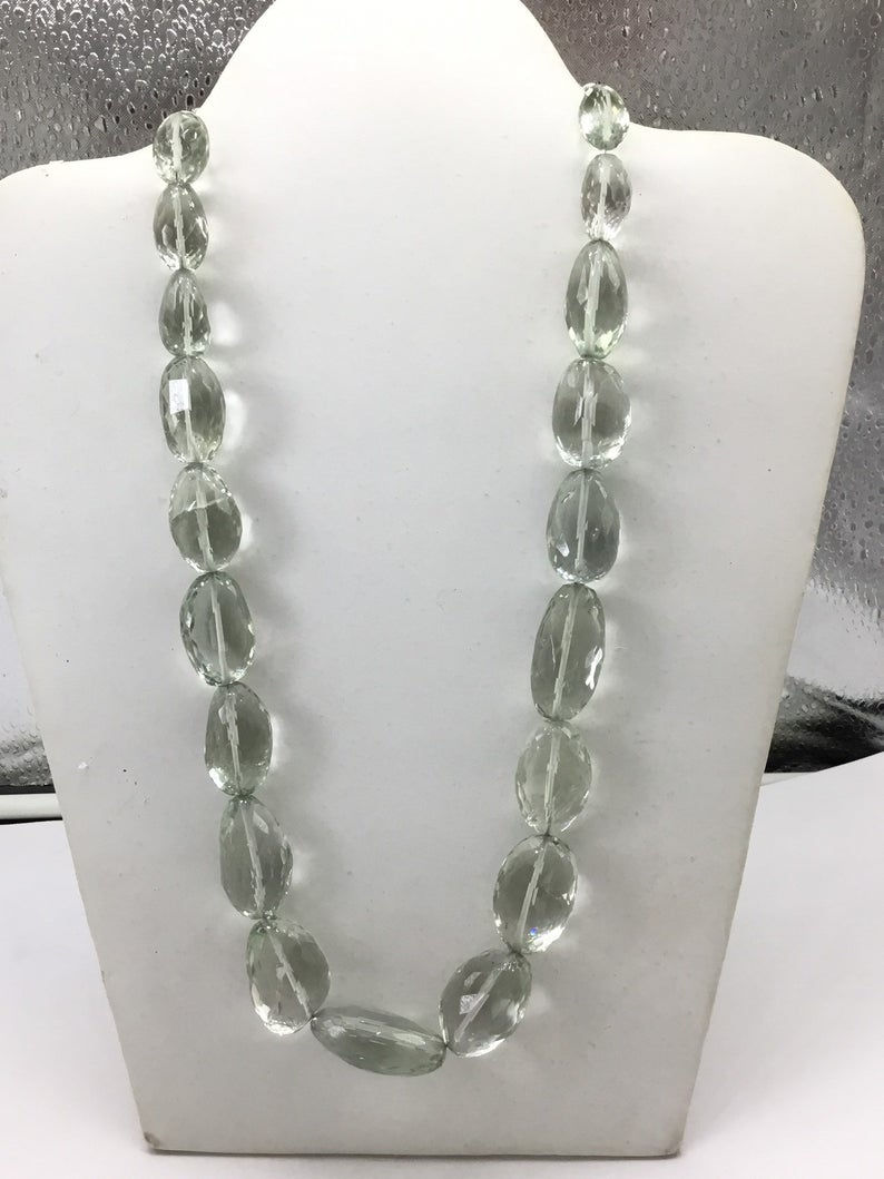Green Amethyst Faceted Ovals 1strand 513carats size-10x16 to 17x28MM